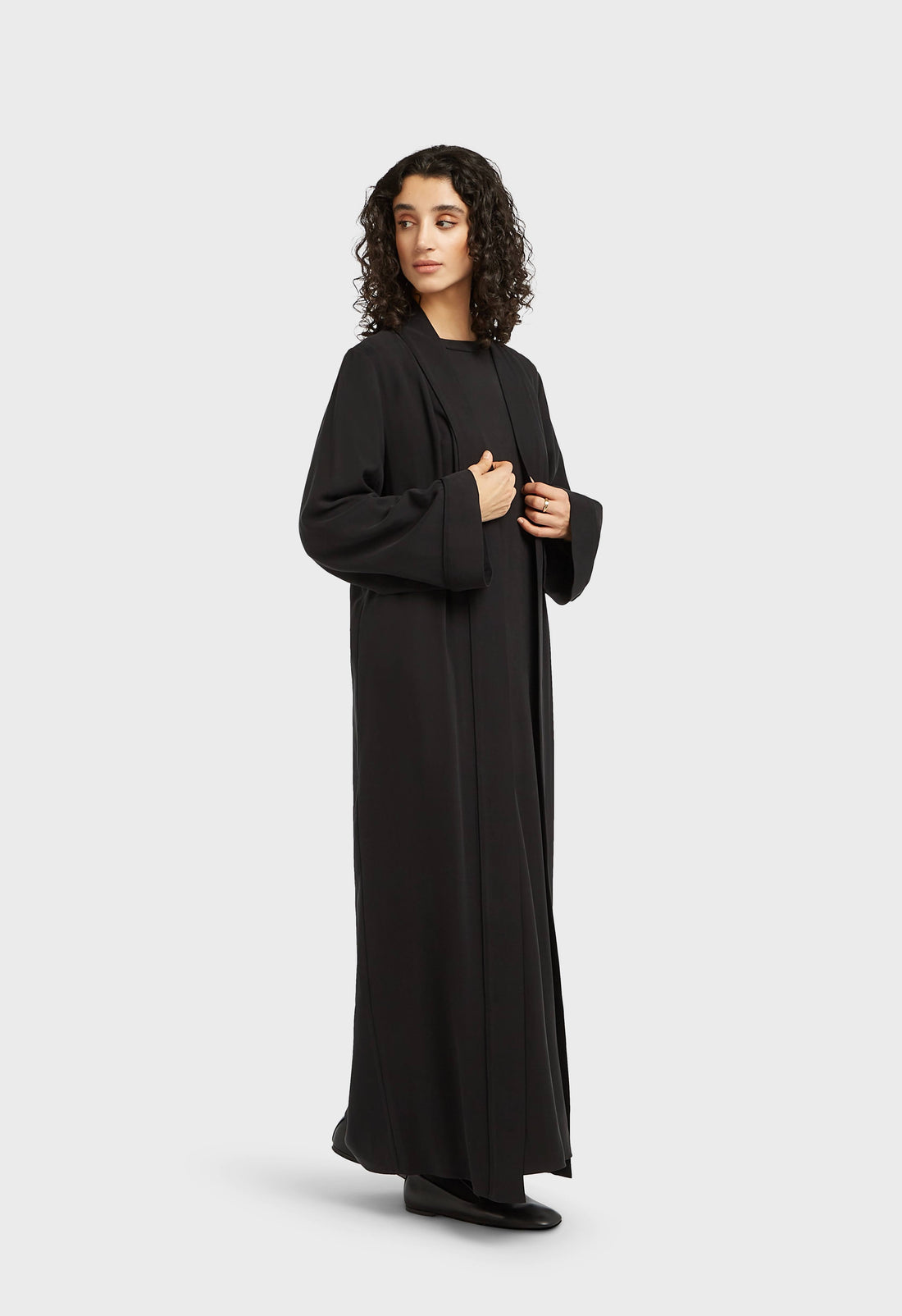Essentiële Zachte Geweven Abaya Regular | Zwart