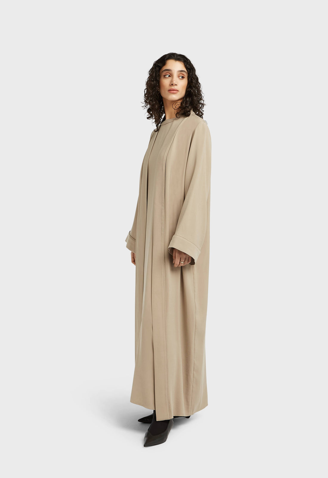 Essentielle Zachte Geweven Korte Abaya | Mokka