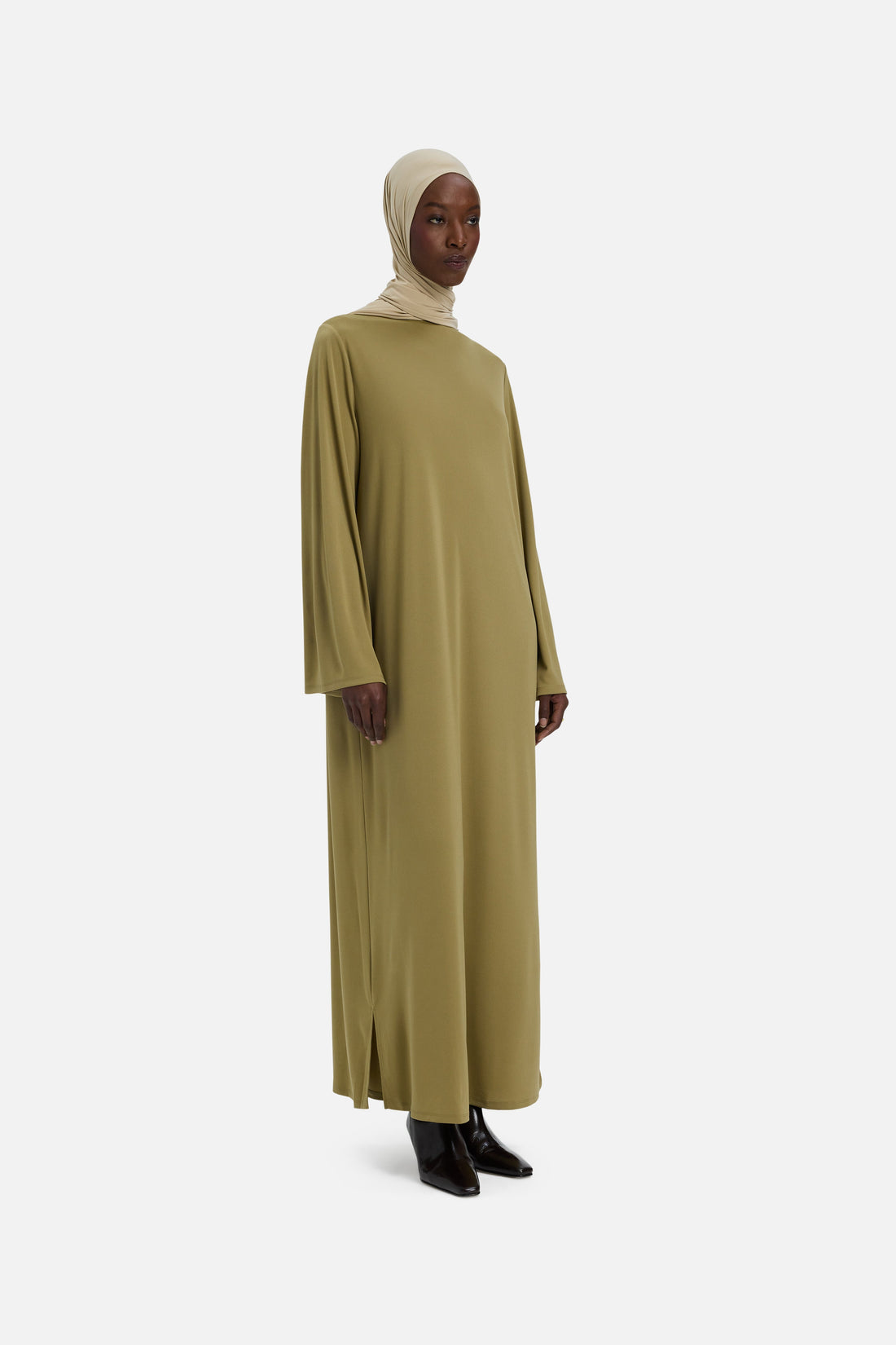 Essential Jersey Jurk Regular | Olijfgroen