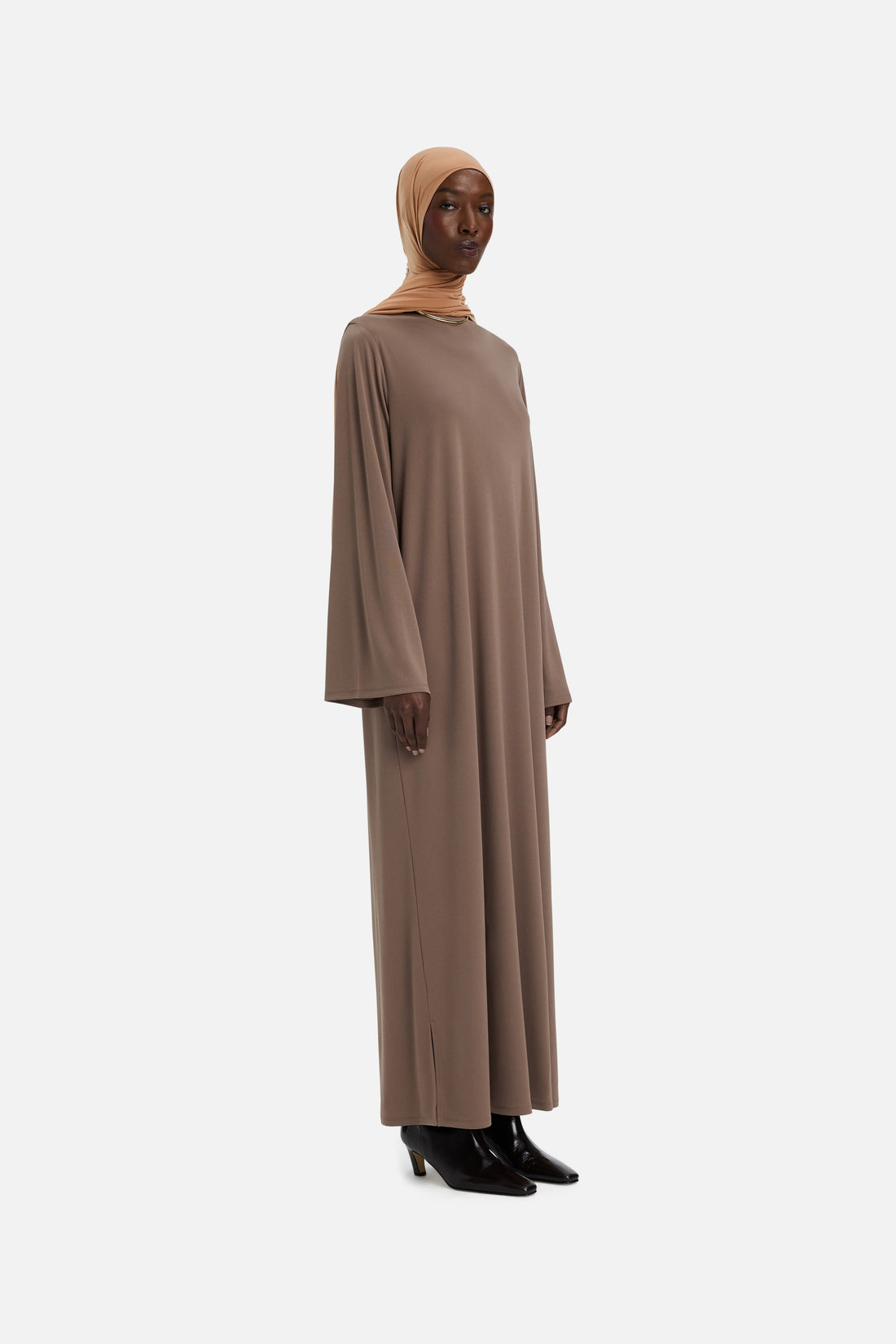 Essentiële Korte Jurk van Jersey | Taupe Roze