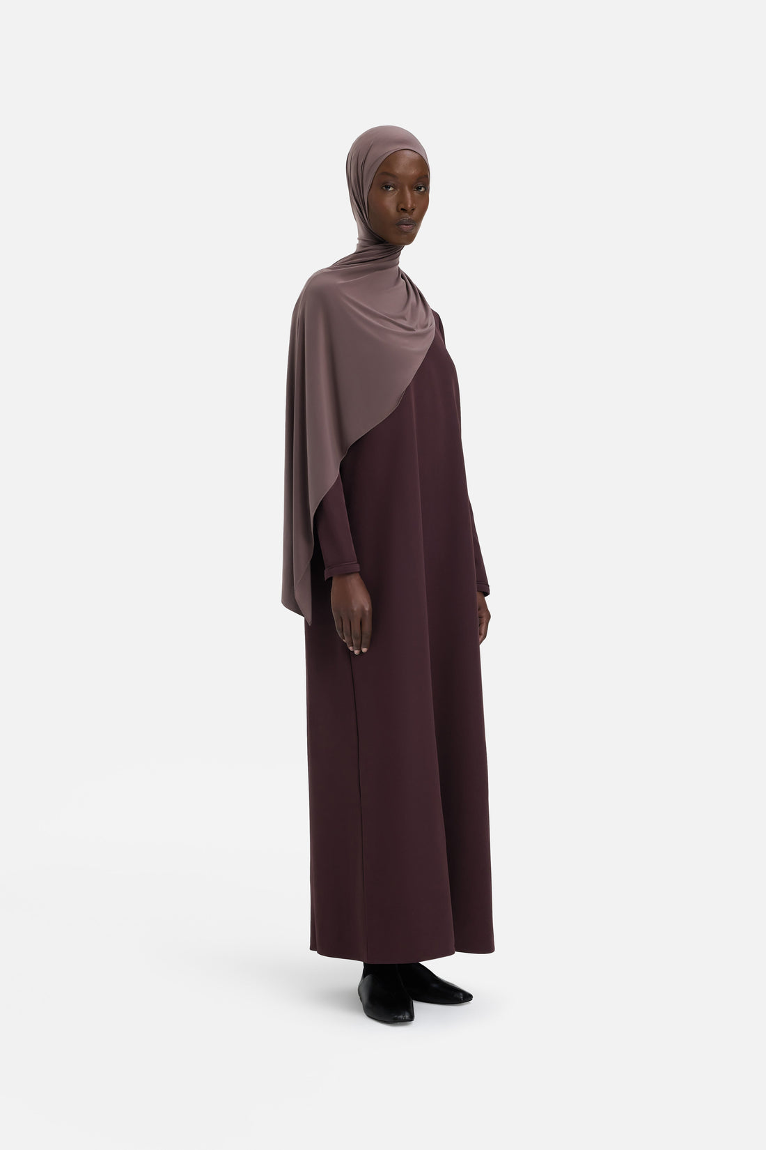 Essentiële korte jerseyjurk | Vintage paars