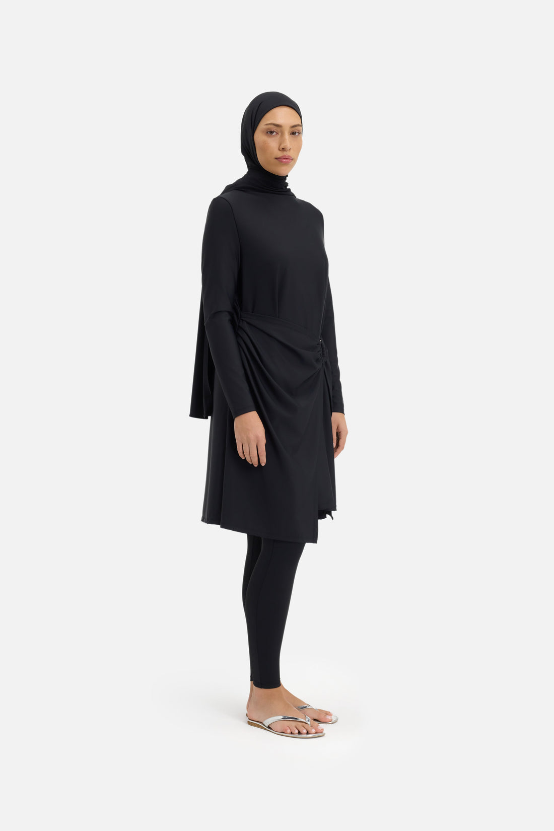 Gerimpelde badjurk | Zwart