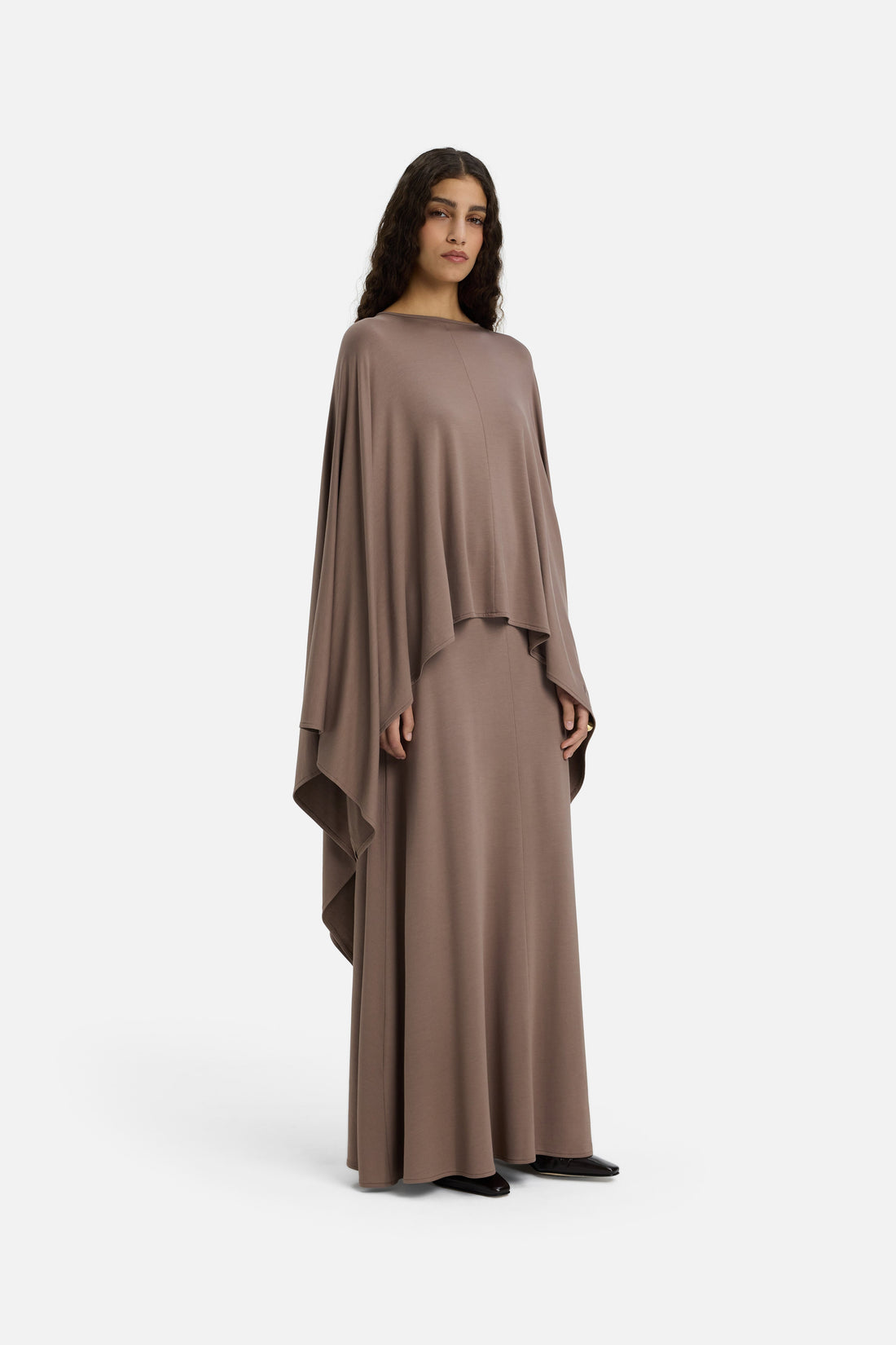 Maxi uitlopende rok | Taupe roze