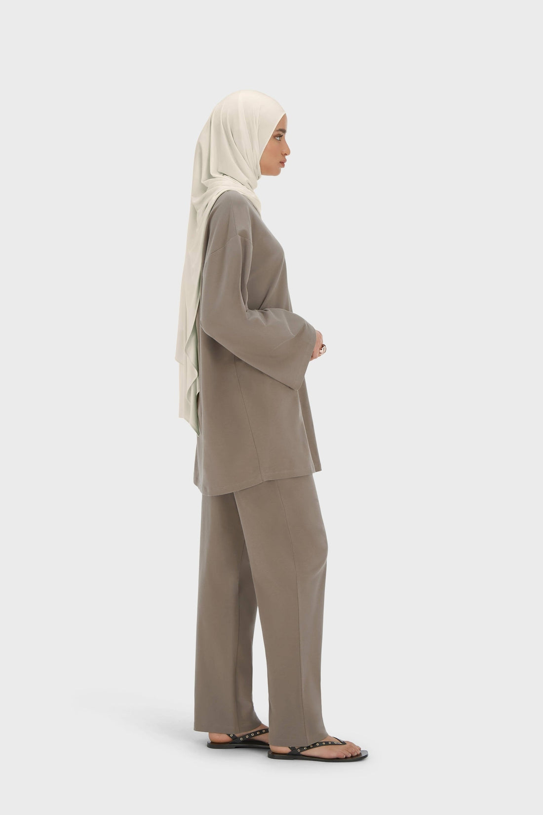 Zomerbroek van tricot | Taupe