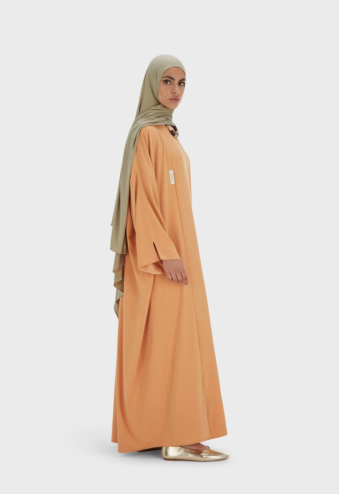 Geweven Abaya Kort | Pastel Oranje