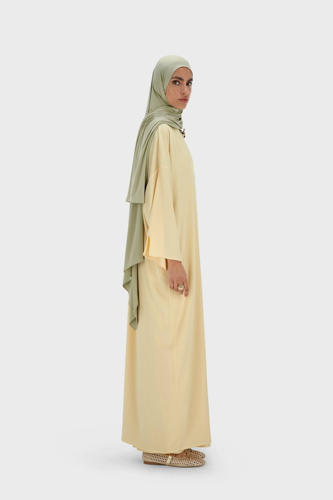 Geweven korte abaya | Sorbet
