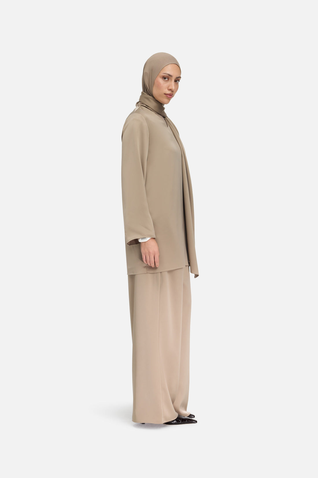 Satijnen Plissébroek | Khaki